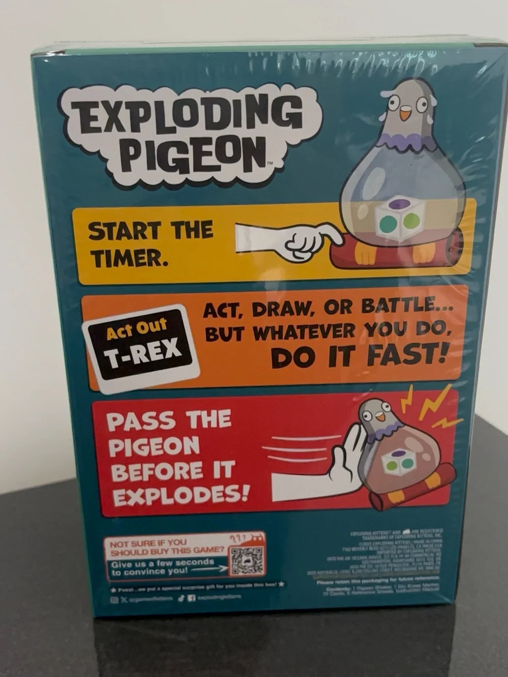 Exploding Pigeon Kids Party Game - Teal & Red